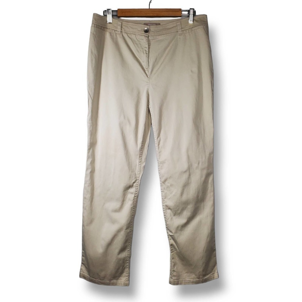 Chico's Cotton Blend Straight Leg Pants Khaki Size 2 Short / Large
